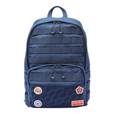 Kenzo Jungle Patch-detail Zip-up Backpack In 76 - Navy Blue