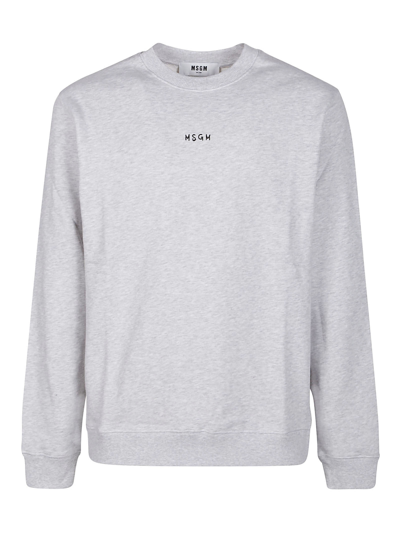 Msgm Logo Printed Crewneck Sweatshirt In Grey