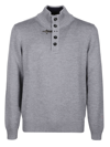 Fay Button-placket Virgin Wool Jumper In Platino/blu Navy