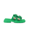 Bottega Veneta Flash Buckled Leather And Rubber Sandals In Green