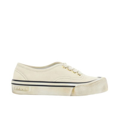 Bally Faded Suede Low-top Sneakers In White