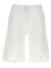Givenchy Destroyed Denim Bermuda Shorts Bermuda, Short White In White