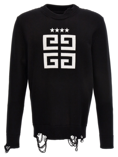 Givenchy Intarsia Logo Cotton Sweater In Black
