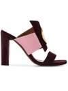 NEOUS BURGUNDY SUEDE RING 105 MULES,2612161312