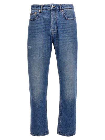 Valentino Rigid Straight Leg Jeans In Blue