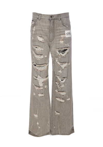 Dolce & Gabbana Oversize Jeans In Gris