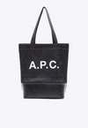 APC AXELLE LEATHER AND DENIM TOTE BAG