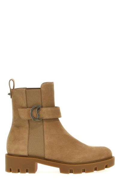 Christian Louboutin Cl Chelsea Suede Ankle Boots In Brown