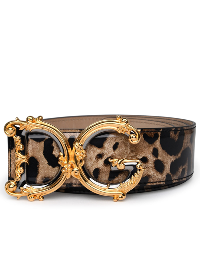 Dolce & Gabbana Woman  Dg Girls Two-tone Glossy Calf Leather Belt In Multicolor