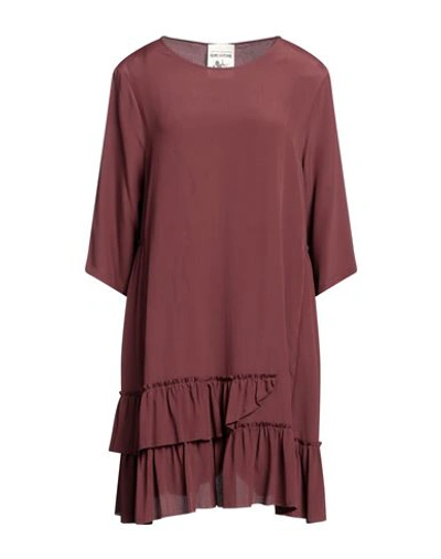 Semicouture Woman Mini Dress Burgundy Size 6 Acetate, Silk In Red
