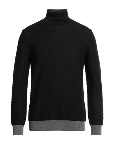 Ungaro Man Turtleneck Black Size Xl Merino Wool, Dralon In Black