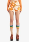 Etro Berry-print Denim Shorts In Orange