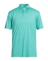 Fedeli Man Polo Shirt Turquoise Size 48 Organic Cotton In Blue