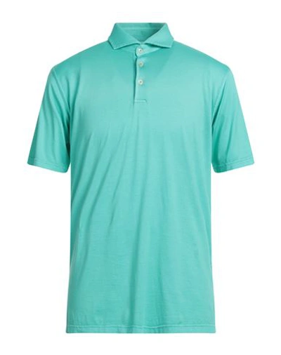 Fedeli Man Polo Shirt Turquoise Size 48 Organic Cotton In Blue