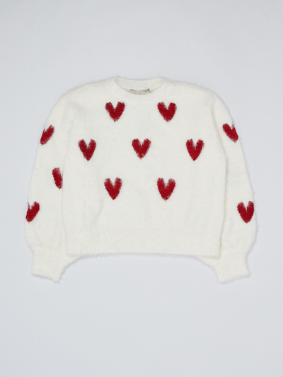 Twinset Kids' Knitwear Top-wear In Bianco-rosso