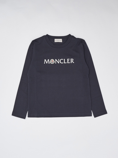 Moncler Kids' Logoed T-shirt In Blue