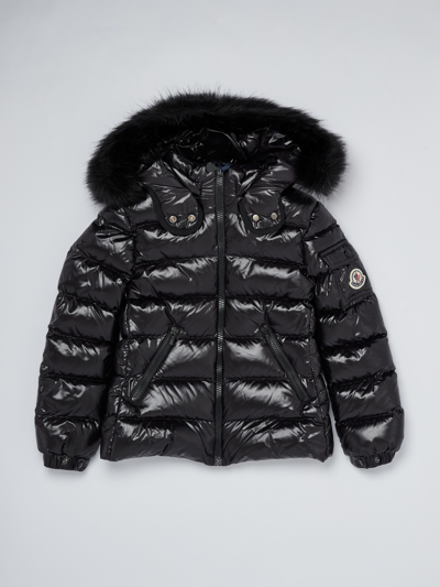 Moncler Kids Bady Faux Fur Quilted Jacket In Nero