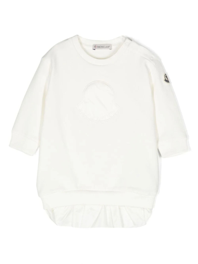 Moncler Babies' White Cotton Blend Sweatshirt Dress