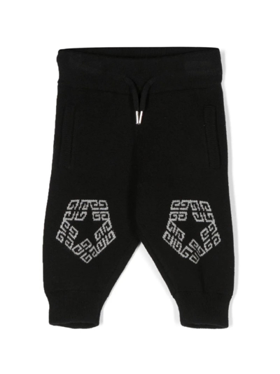 Givenchy Kids' Black Cotton-cashmere Blend Tracksuit Trousers In Nero