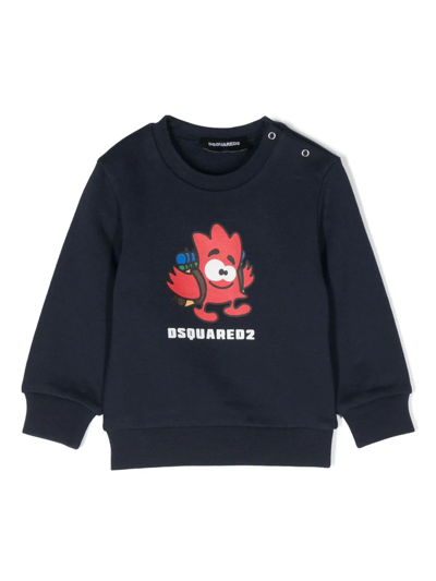 Dsquared2 Kids' Graphic-print Cotton Sweatshirt In Blue
