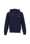 Lacoste Hoodie With Logo Patch In Blue