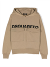 Dsquared2 Logo-print Cotton Hoodie In Beige