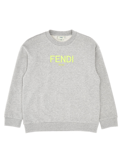 Fendi Kids' Logo Print Sweatshirt In Grigio Melange