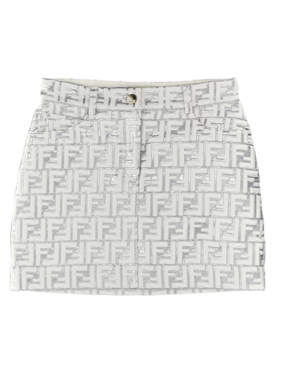 Fendi Kids' All Over Logo Skirt In Silver