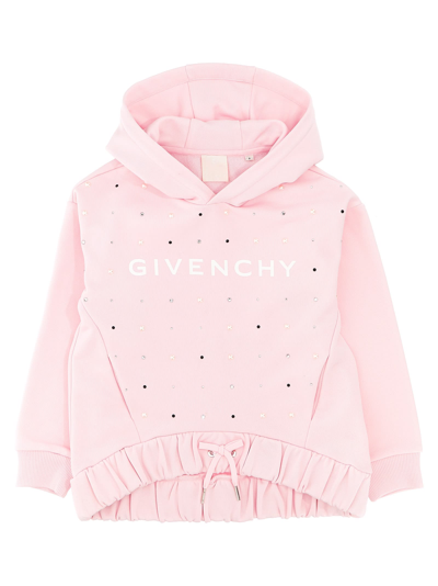 Givenchy Kids' 铆钉缀饰棉混纺连帽衫 In Pink