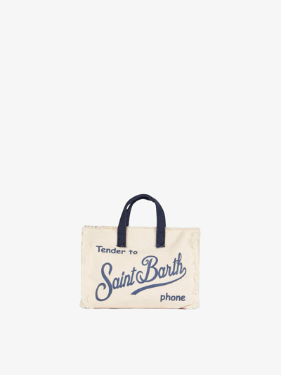 Mc2 Saint Barth Phone Holder White Bag With Blue Logo