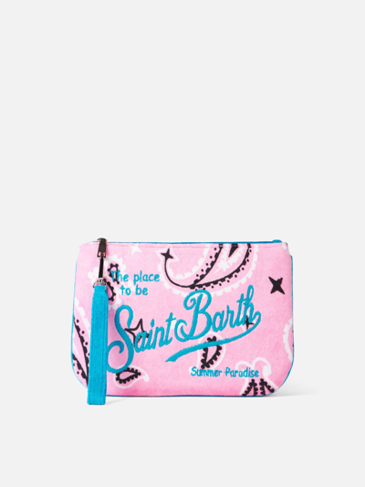 Mc2 Saint Barth Parisienne Terry Pochette With Paisley Print In Pink