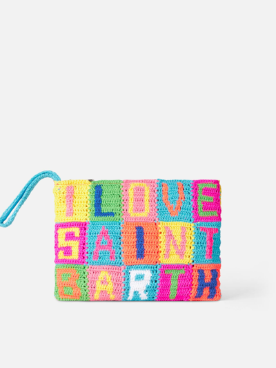 Mc2 Saint Barth Parisienne Crochet Pochette With I Love Saint Barth Writing In Multicolor