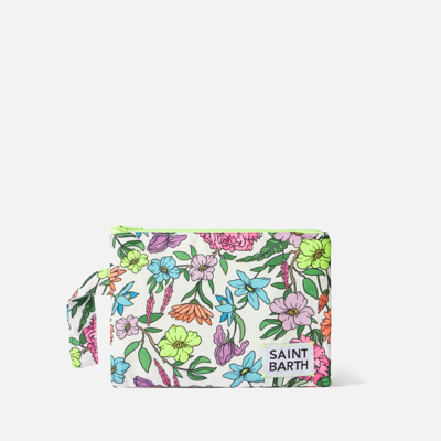 Mc2 Saint Barth Pareasy Nylon Pochette With Flower Print In Multicolor