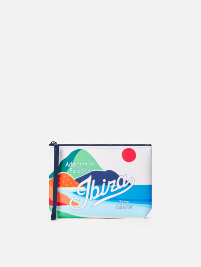 Mc2 Saint Barth Aline Scuba Pochette With Ibiza Print In White