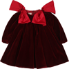 LA STUPENDERIA BURGUNDY DRESS FOR BABY GIRL WITH BOWS