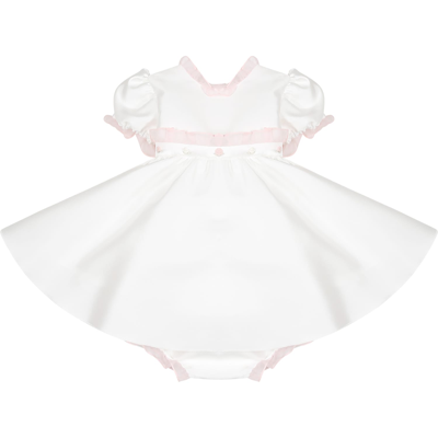 La Stupenderia White Dress For Baby Girl With Flowers
