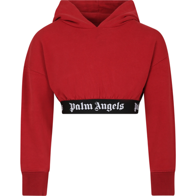 Palm Angels Kids' Burgundy Sweatshirt For Girl With Logo In Bordeaux
