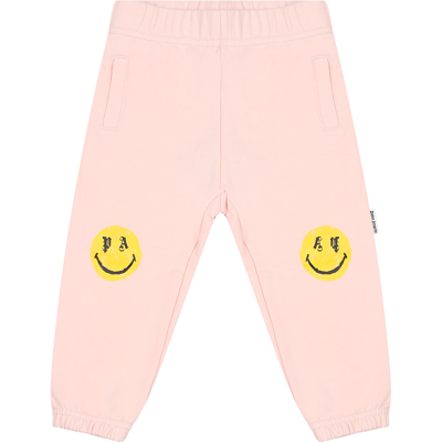 Palm Angels Babies' Logo棉质针织运动裤 In Pink