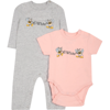 Off-white Logo-print Cotton Babygrow Set In Multicolor