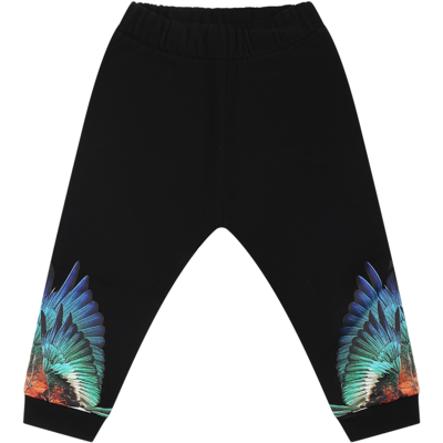 Marcelo Burlon County Of Milan Black Trousers For Baby Boy With Wings