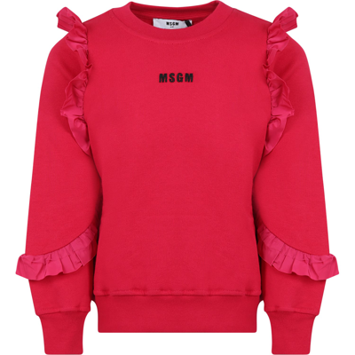 Msgm Kids' Fuchsia Sweatshirt For Girl With Logo
