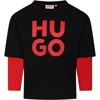 HUGO BOSS BLACK T-SHIRT FOR CHILDREN WITH LOGO