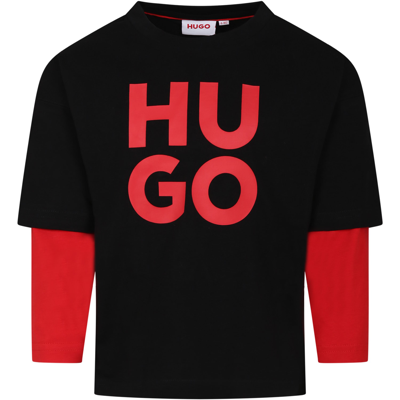 Hugo Boss Kids' Black T-shirt For Children With Logo