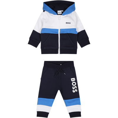 Hugo Boss Babies' Multicolor Sports Suit For Newborn In Navy