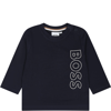 HUGO BOSS BLUE T-SHIRT WITH LOGO FOR BABY BOY