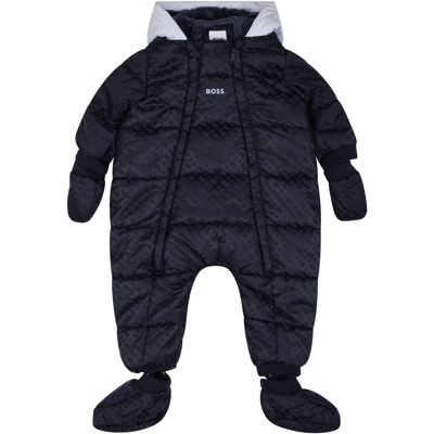 Hugo Boss Kids' Padded Blue Down Jacket For Newborn