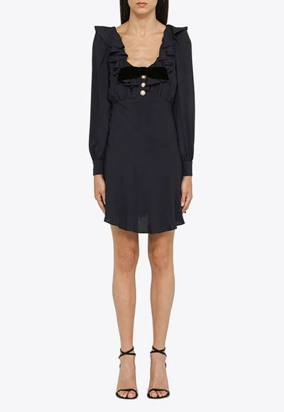 Alessandra Rich Bow-embellished Mini Dress In Blue