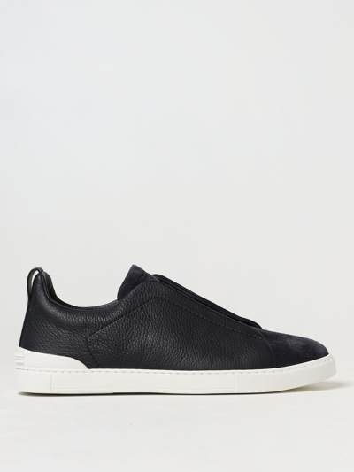 スニーカー ZEGNA Men Sneakers Navy S4667ZLHCVO NAV Navy Blue Leather and Suede Triple Stitch™ Sneakers SS25