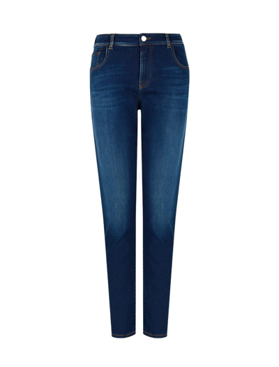 Emporio Armani Official Store J31 High-rise Cropped Wide Leg Denim Jeans In Denim Blu