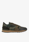 Valentino Rockrunner Camouflage-print Leather And Suede Low-top Trainers In Multicolor
